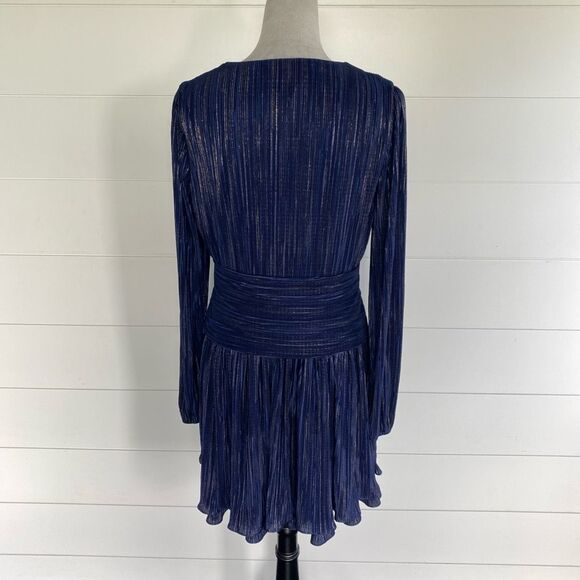 Lilly Pulitzer Jessamie Dress Low Tide Navy Foil Printed Crinkle Woven Size 10 - Picture 5 of 12